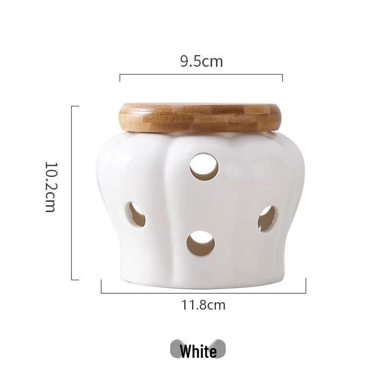 Креативная керамическая банка для хранения с вентиляцией для чеснока, имбиря и перца чили белый