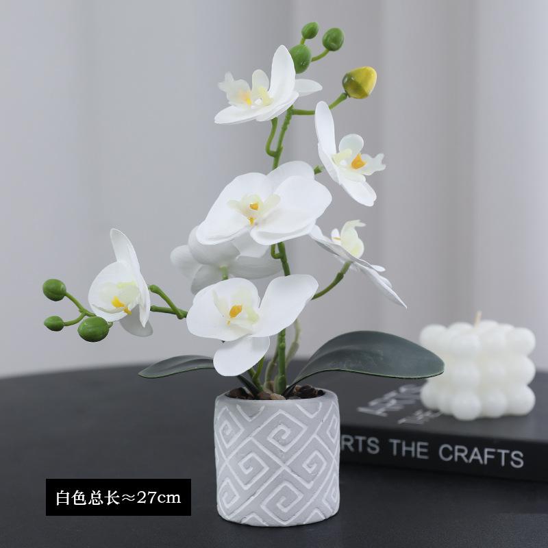 

Simulated Phalaenopsis Potted Flower Finished Indoor Home Ornament Soft Rubber Phalaenopsis False Flower белый