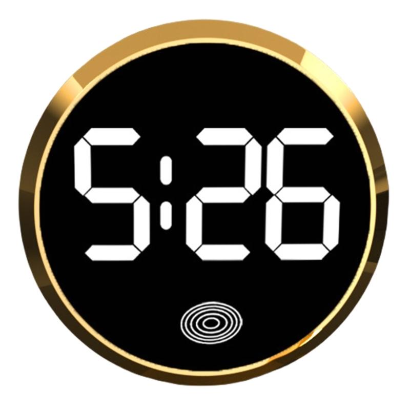 Auto LED Digitaluhr mit Temperaturanzeige Einfache Installation Magnetische Rückseite Runde Uhr für Armaturenbrett oder Konsolen