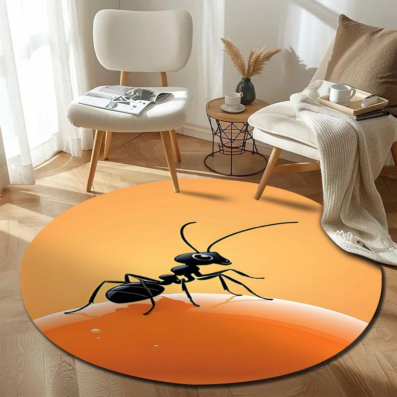 Classic Round Sun Multicolor Floor Rug, Non-Slip Floor Mat for Hallway
