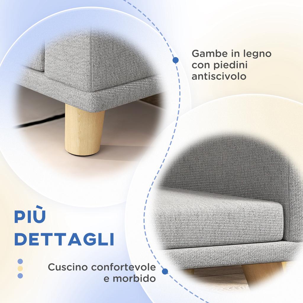 Large Dog Sofa with Removable Cushion, Polyester and Wood, 98x67x25 cm, Grey