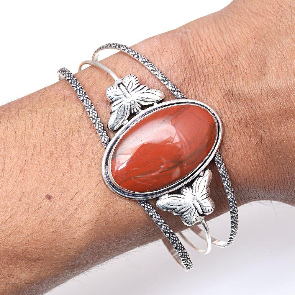 Design Jasper Edelstein Handgefertigter Silberschmuck Armreifen 7'' Verstellbar