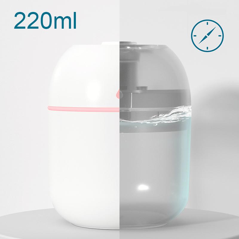 ABS Water drop 220ML Small Air Humidifiers for Home with 1M USB 6-10H Spray Diffuser Aroma Essential Mist Maker Colorful light