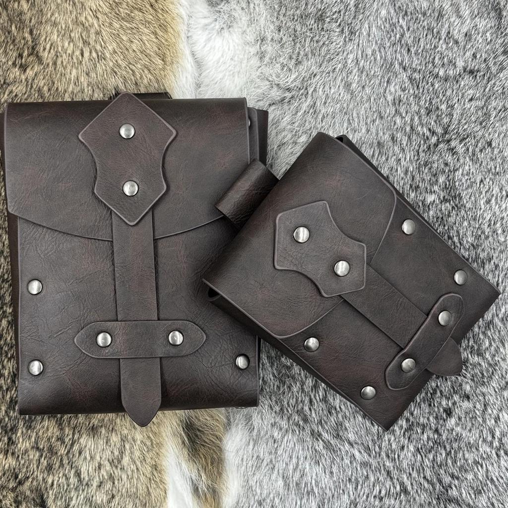Medieval Viking Square Bag Set: Riveted Two-Piece Retro Cosplay Props