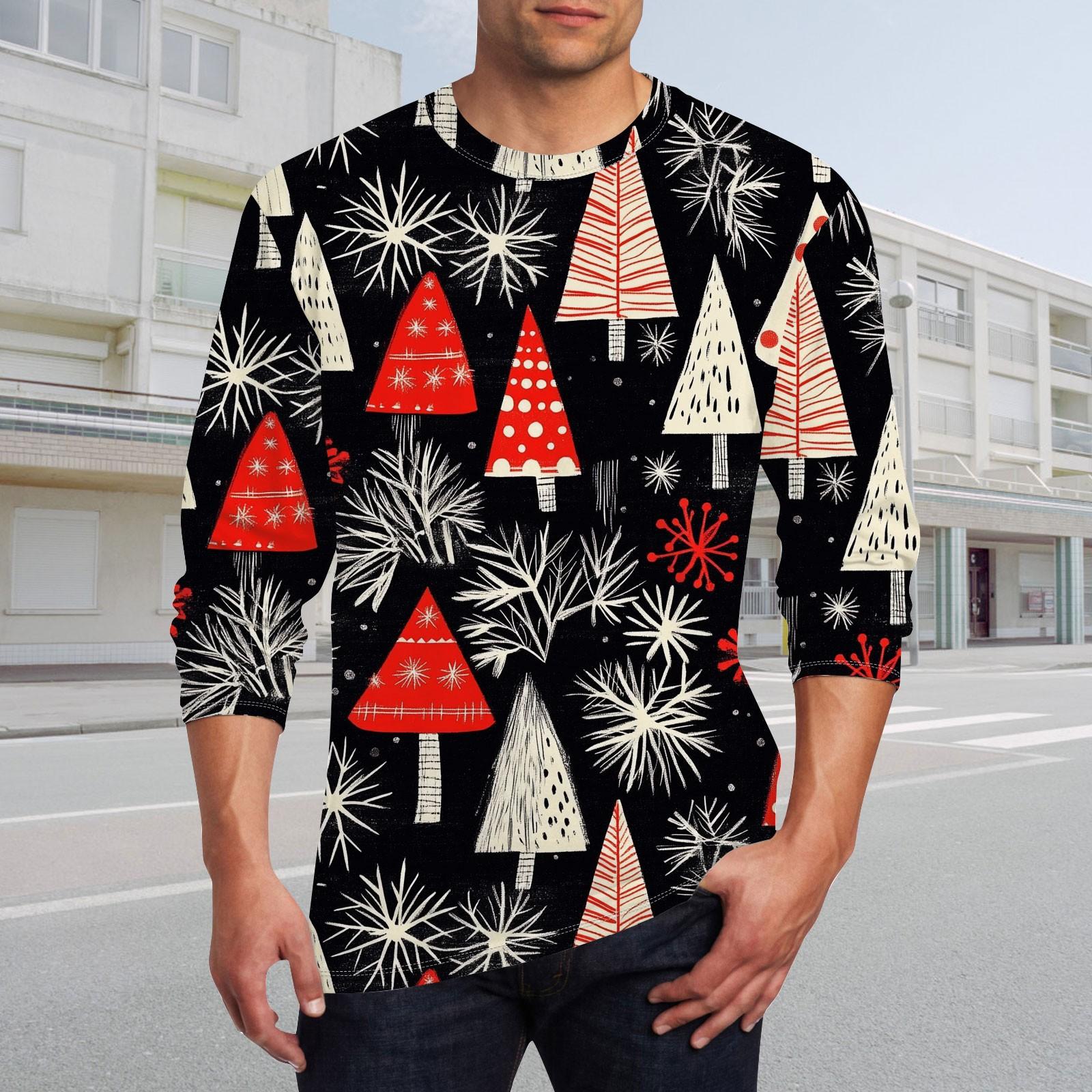 Муж Футболка Круглый вырез Одежда Одежда На открытом воздухе Длинный рукав С принтом Модельер Винтаж L чёрный 1655₽