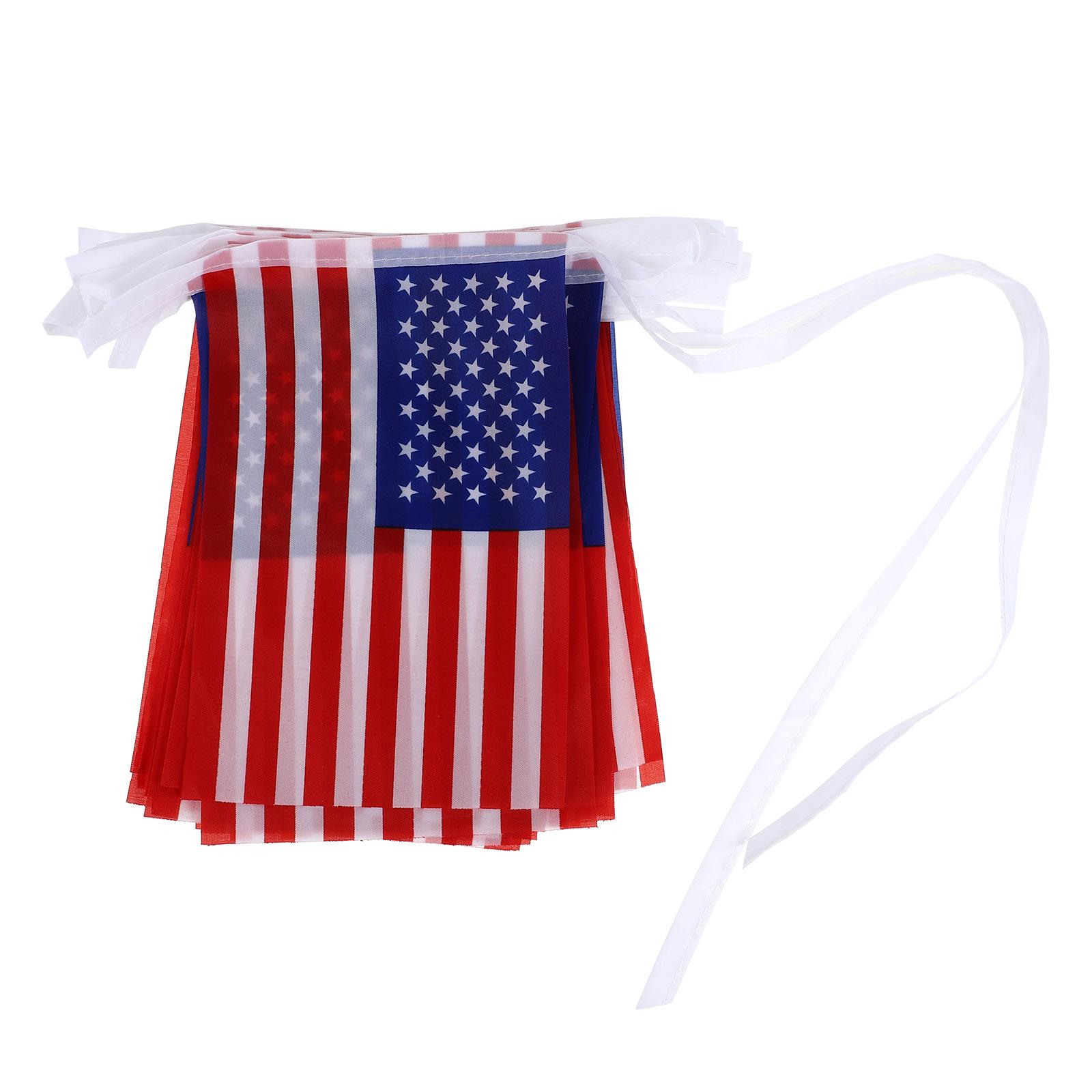 

Американские флаги-шнурки, тематические украшения для вечеринок, баннеры, уличные флаги, подвесные украшения, полиэстер, День независимости, школа 21x14cm