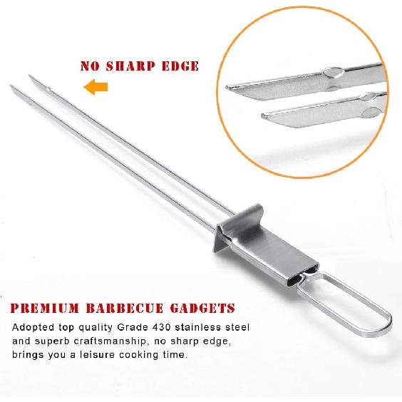 CMYK Barbecue Skewers, 6-Pack 13" Stainless Steel Grilling Skewers with Slider, Reusable Metal BBQ Shish Kabob Skewers Sticks