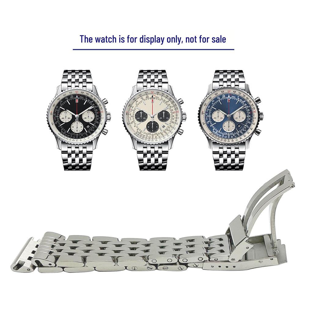 Braun Sieben-Perlen Edelstahl-Uhrenarmband für Avenger, Super Ocean, Aviation Chronograph Herrenuhr, 22/24mm Kettenzubehör