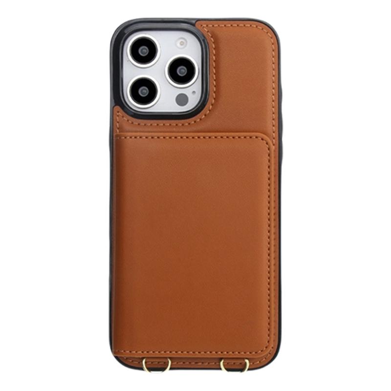 Magnetic Closure Cover for Phone 16 Series Kickstand Case with Card Holder Lanyard Shoulder Strap