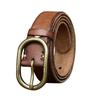 3.7CM Washed Retro Distressed Personalized Trimmed Top Layer Cowhide, Pure Copper Men's Leather Casual Jeans Belt
