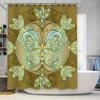 Beautiful Green Bath Curtain With Butterfly Design Perfect For Your Bathroom Decor