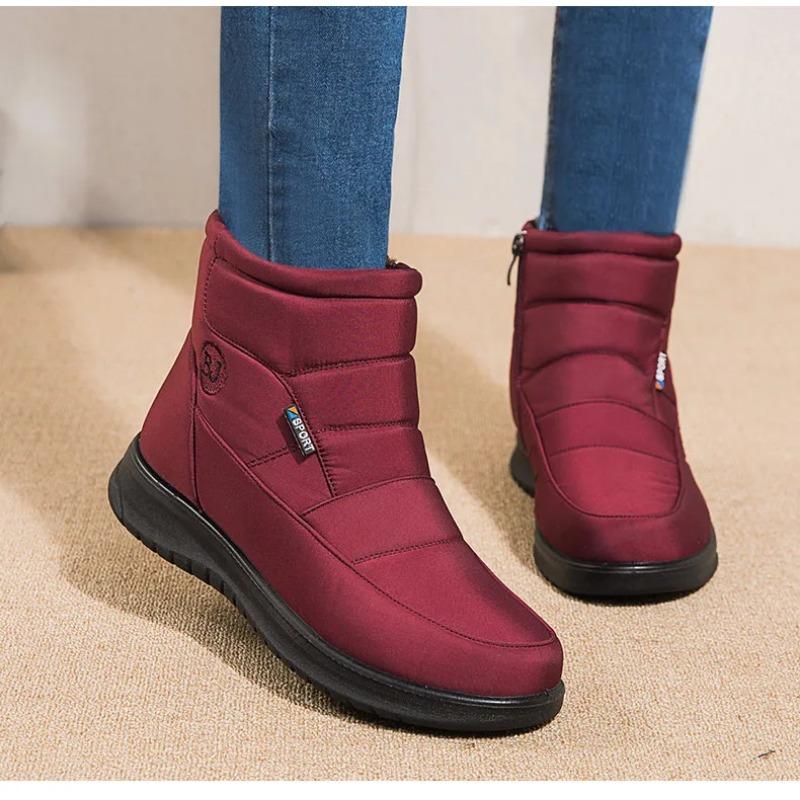 Women's Boots 2025 Winter Shoes For Women Ankle Boots Warm Fur Botas Mujer Waterproof Low Heels Snow Boots Winter Flat Shoes