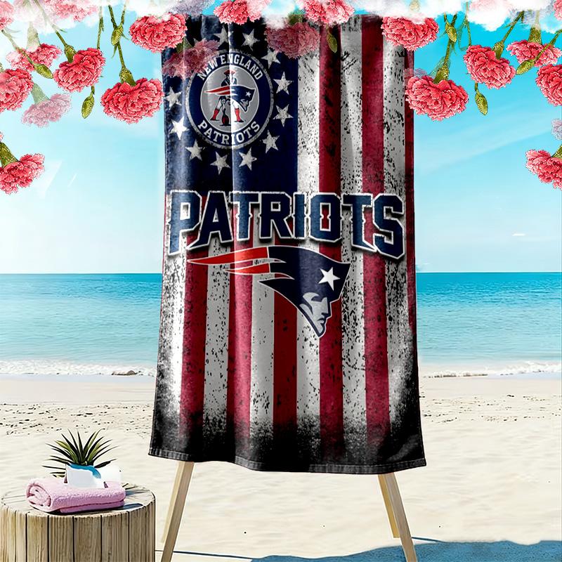 New England Patriots Print Beach Towel, Large Soft Quick Dry Towel for Beach Camping Swimming