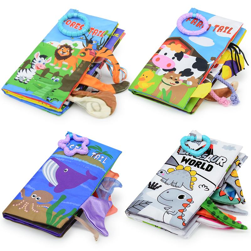 Baby Early Education Toys Tail Cloth Book Puzzle Parent-child Interactive Sound Ring Paper Baby Puzzle Exercise Toys