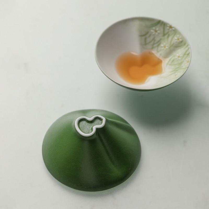 Hand-Painted Daisy Ceramic Teacup Cute Small Tea Cup Women Fulu Qiankun 60ml