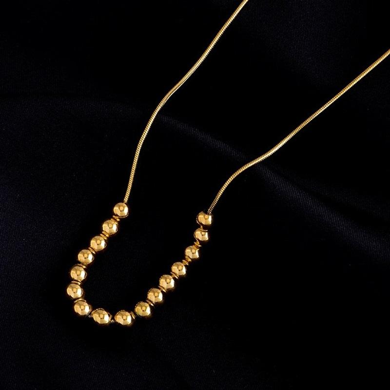 2024 New Metal Ball Pendant Stainless Steel Gold colour Necklace Simple  Party Temperament Accessories For Woman Girl Nec