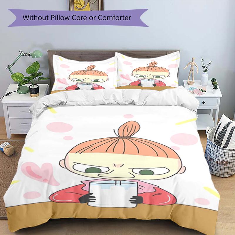 Ensemble de literie 3 pièces Little My Housse de couette Fermeture Comprend 1 housse de couette et 2 taies d'oreiller, Doux et confortable pour toutes les saisons.