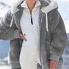 Womens Oversized Fleece-Lined Hooded Zip-Up Coat Winter Warm Loose Fit Long Outerwear In Solid Colors