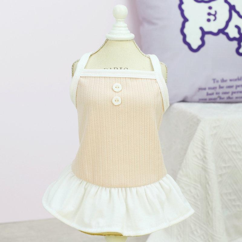 2024 New Pet Dog Clothing Strange Button Halter Skirt Spring and Summer Puppy Clothing Small and Medium-sized Dog Clothing