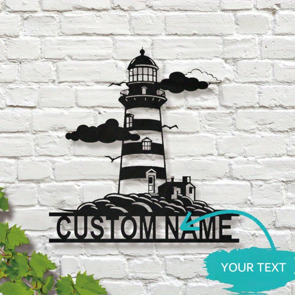 Personalized Nautical Metal Lighthouse Wall Decor Custom Nameplate Modern Rustic Hanging Art Indoor Outdoor Durable Weather Resistant TY0942-12inch/30cm