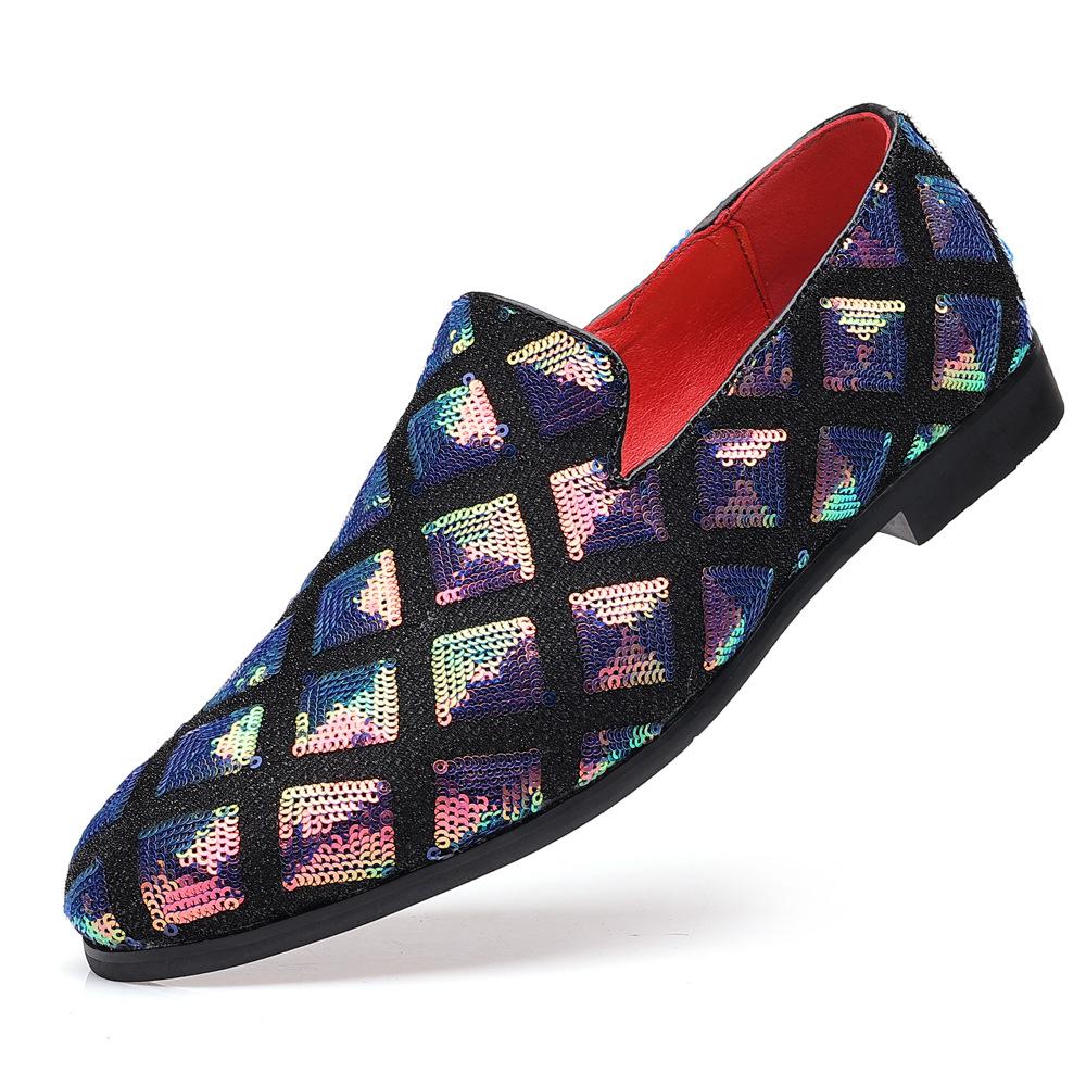 Fashion Fashion Designer Sequin Men's Loafers Brand Wedding Leather Shoes for Men Slip On Business Formal Dress Shoes Zapatos Hombre