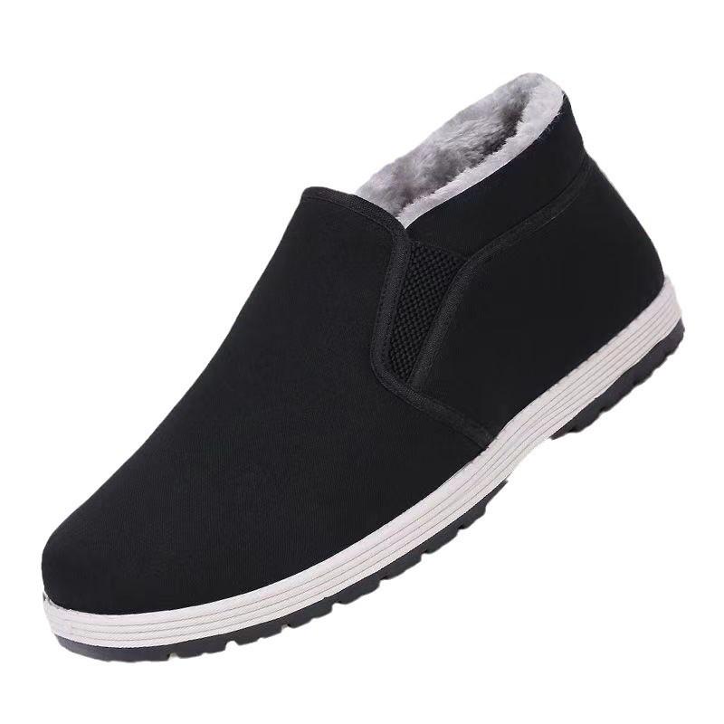 Men's Winter High-Top Cotton Shoes - Warm, Non-Slip, Soft Sole, Thickened Velvet for Middle-Aged and Elderly