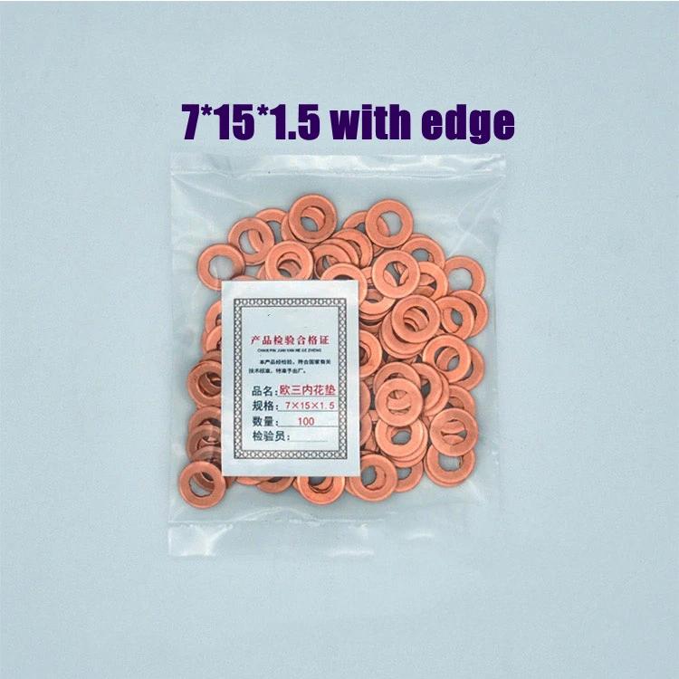 100PCS 7×15mm 7×13mm 9×18mm Diesel Common Rail Injector Nozzle Copper Seal Washer Fuel Pump Gasket Pad for CAT