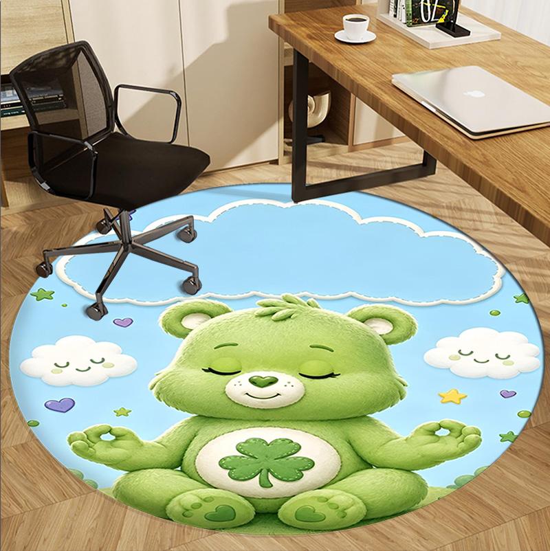 Care Bears Pattern Round Rug, Indoor/Outdoor Mat, for Picnic, Gameroom, Bedroom, Office, Living Room, Home Decor Carpet, Birthday Gift