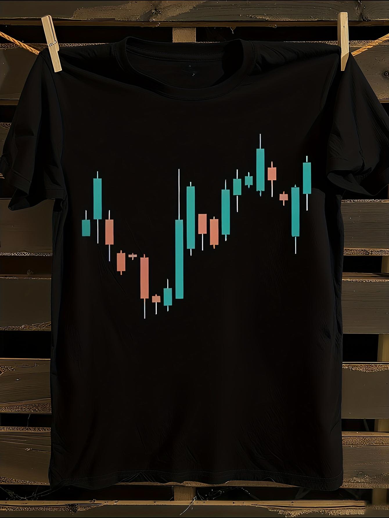 Stock Market Candlestick Chart Print T-shirt XXXXL
