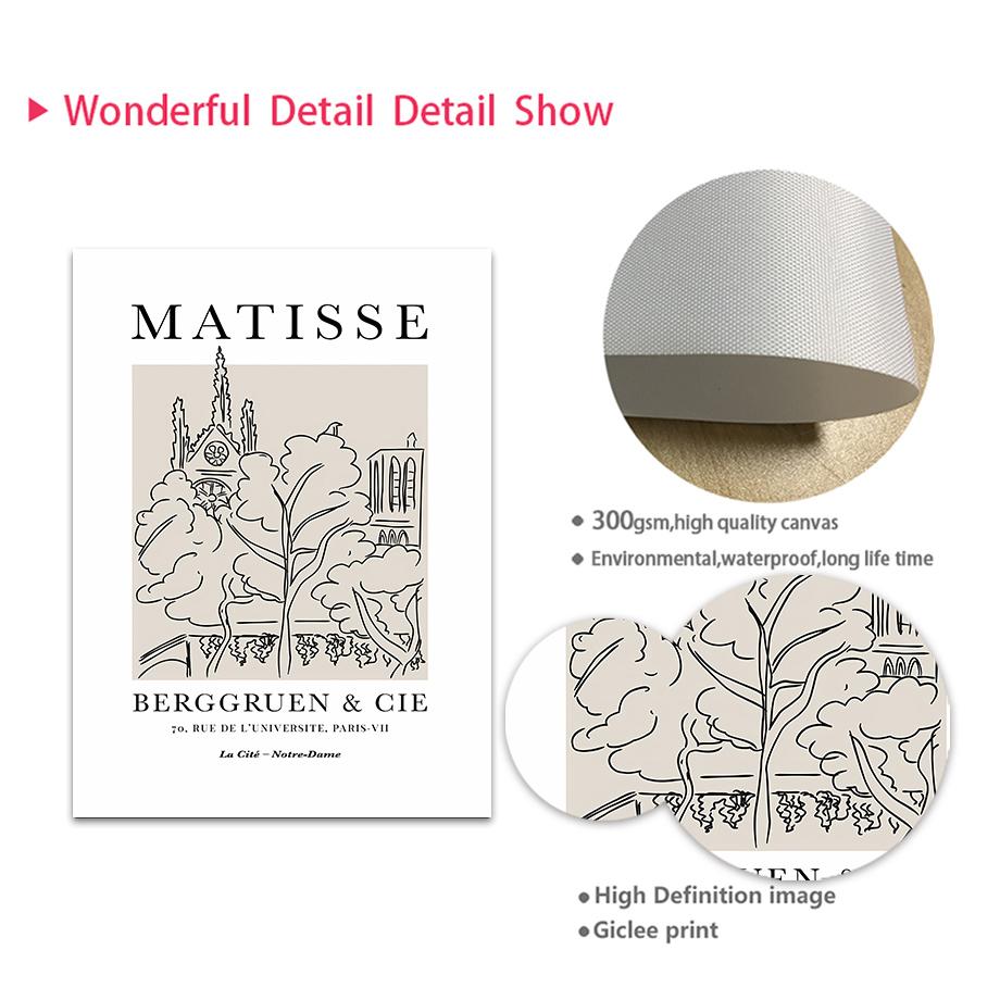 Boho Matisse Poster Beige Black Abstract Line Art Canvas Paintings Wall Print Pictures Bedroom Living Room Interior Home Decor