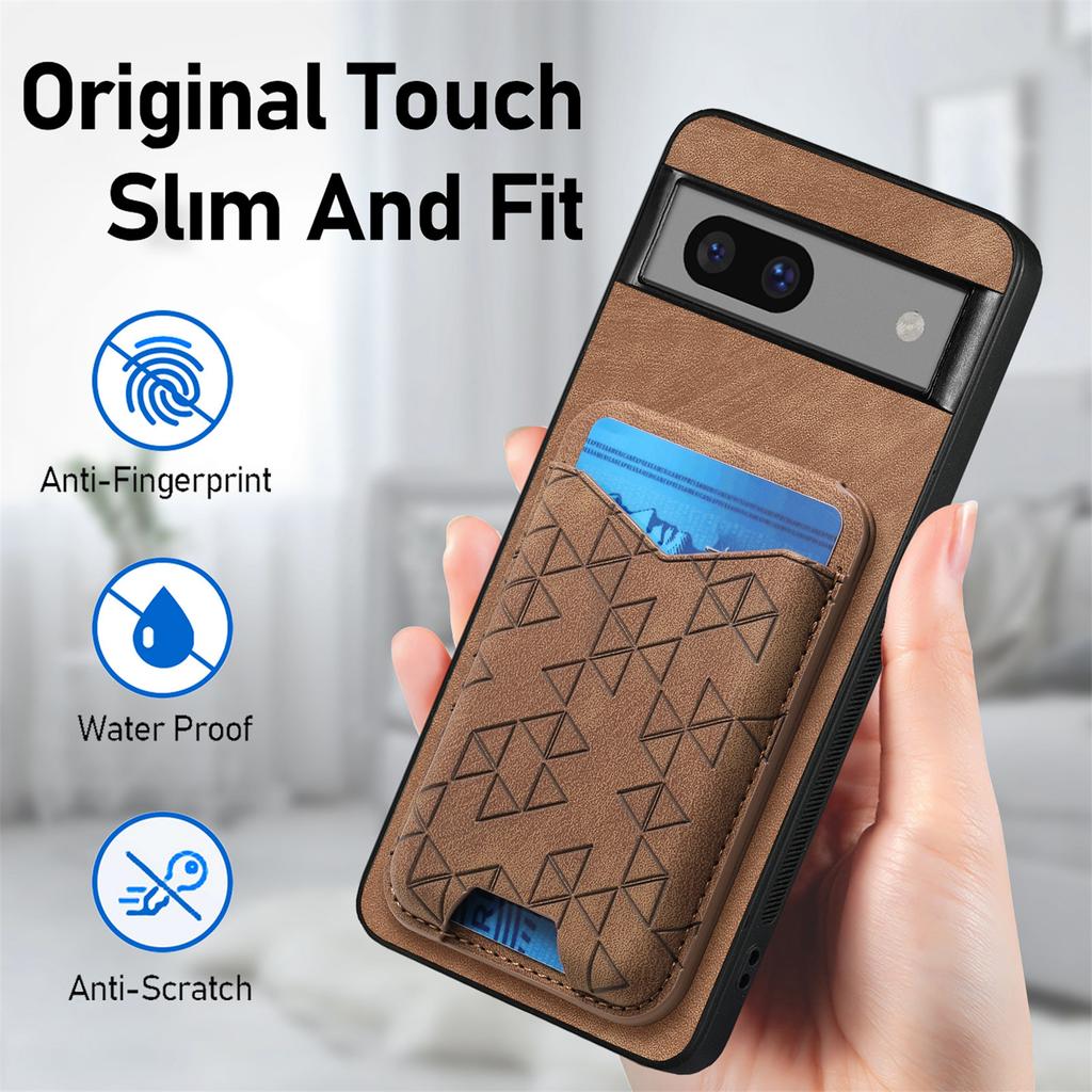 For Google Pixel 7a Case Imprinted Pattern Card Holder Kickstand Leather Back Cover