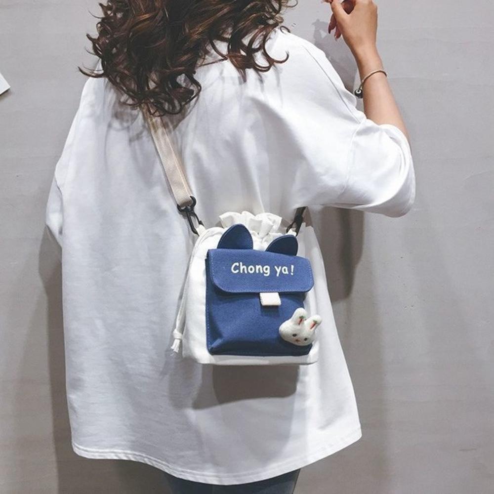 Casual Canvas Shoulder Bag for Women Large Capacity Messenger Crossbody Bag Student Handbag