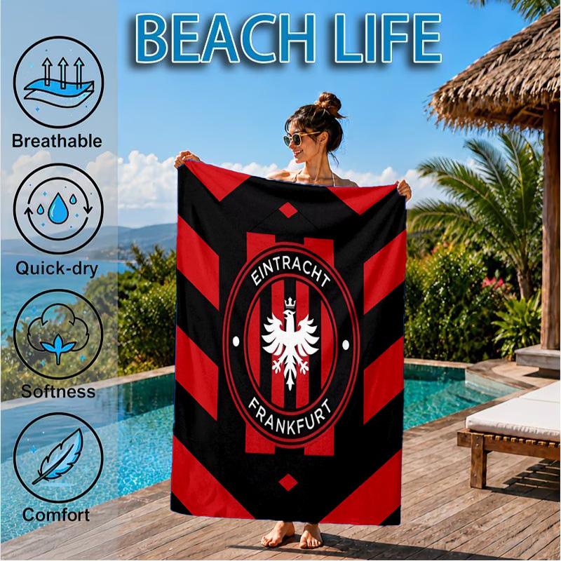 Eintracht Frankfurt Crest Beach Towel, Quick-drying, Easy To Care For, Suitable for Both Fitness and Beach Vacations,Sports Essential