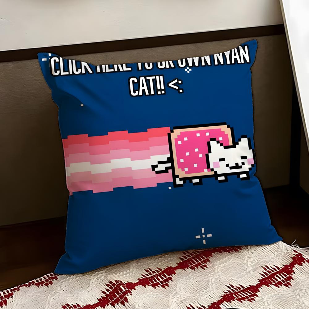 Nyan Cat Cushion Cover Reversible Soft Durable Pillow Cover Home  Car MultiScene Use for Daily Comfort