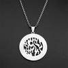 Hollow Rhinestones Round Pendant Necklace for Women Men Stainless Steel Gold Silver Color Amulet Chain Jewelry Gift
