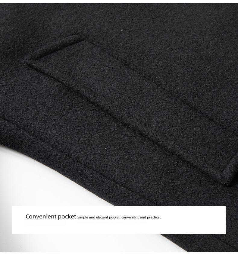 Men's European-Size Double-Breasted Woolen Coat - Medium Length, Fashionable Lapel for Autumn & Winter