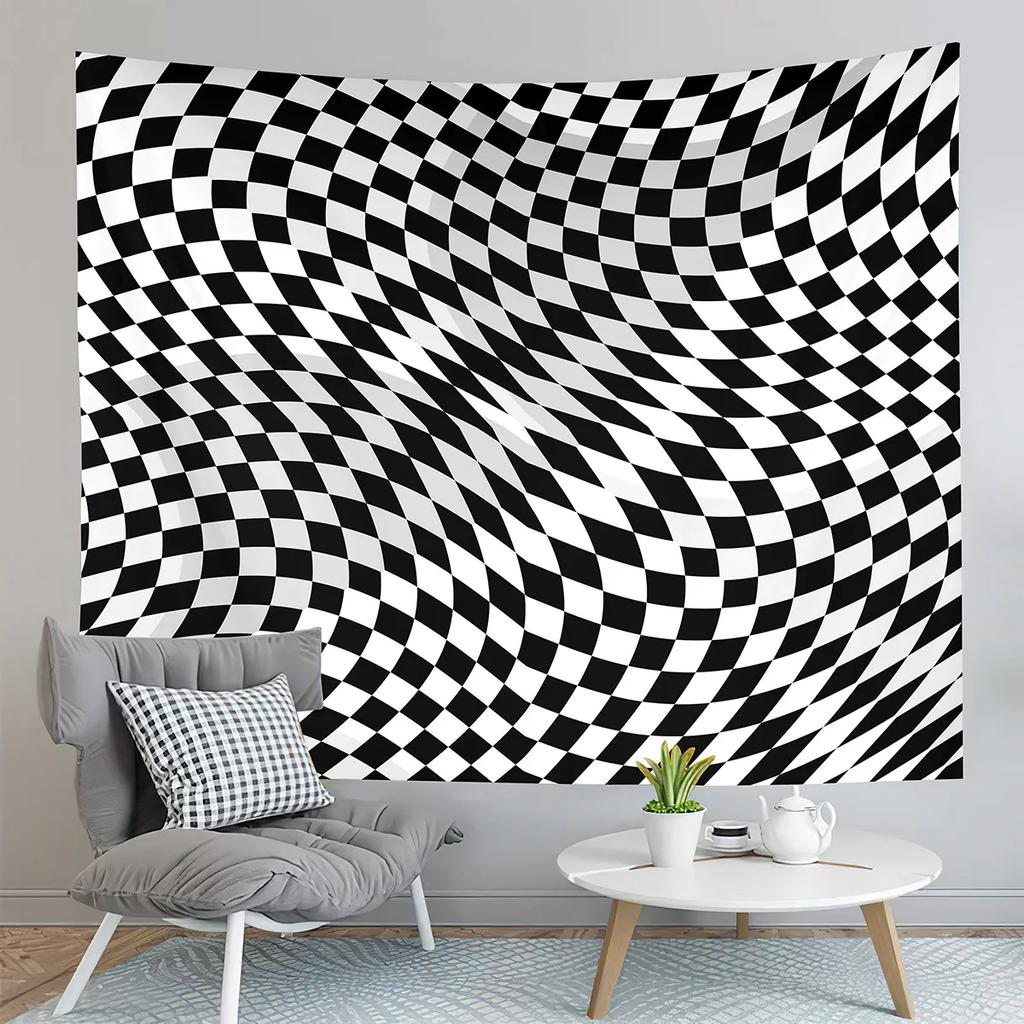 Checkerboard Tapestry Black and White Pattern Tapestry Abstract Style Tapestry Wall Hanging Tapestries Living Room Bedroom Dorm