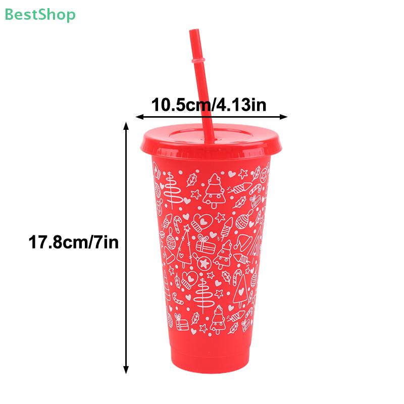 Christmas-themed Straw Cup 710ml Large Capacity Plastic Water Cup Christmas Gift