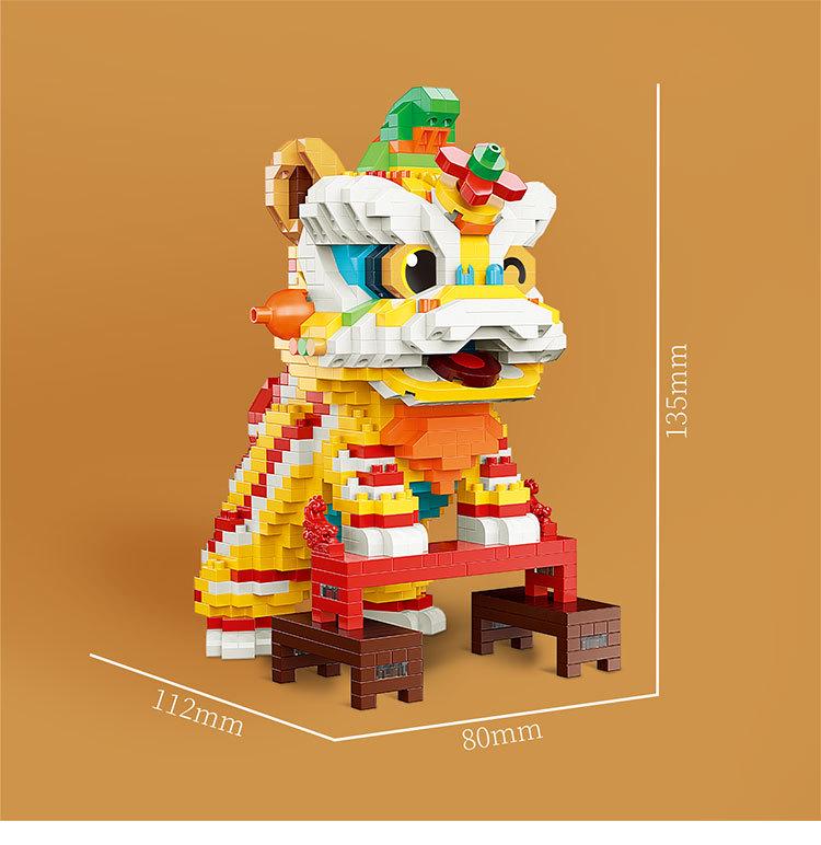 Yu Gao Lion Dance Micro Particle Building Blocks Toy-Compatible with Lego, New Year Edition.