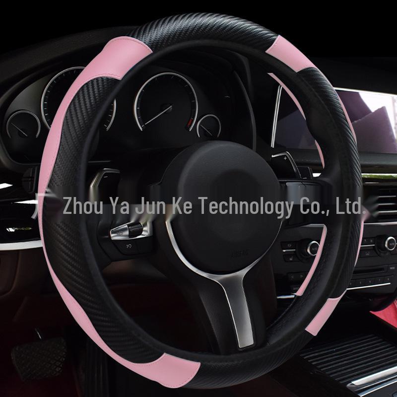 All-Season Universal Carbon Fiber Steering Wheel Cover, Elastic Leather, No Inner Ring