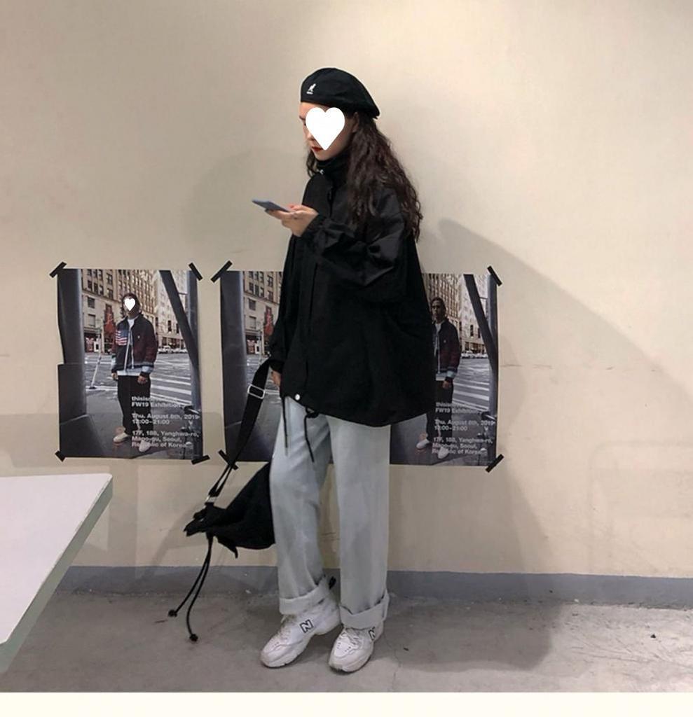 2025 Women's Harajuku BF Style Windbreaker: Versatile Korean Long Sleeve Jacket