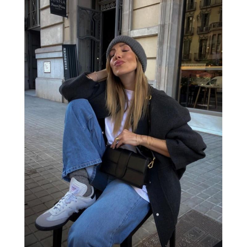 

Женская повседневная куртка на одной пуговице с воротником-стойкой, большим карманом, свободного кроя и удобная, с длинными рукавами XS