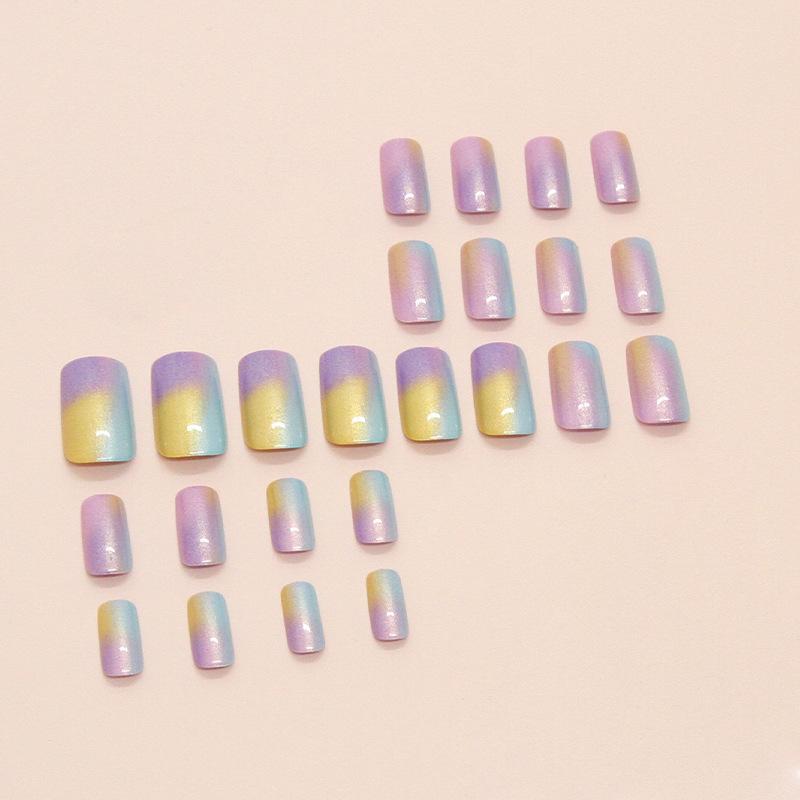 Künstliche Nägel Einfach zu tragen Nagel Rosa Lila Regenbogen Batik Künstliche Nägel Süße Abnehmbare Nail Art Tabletten 24 Stück