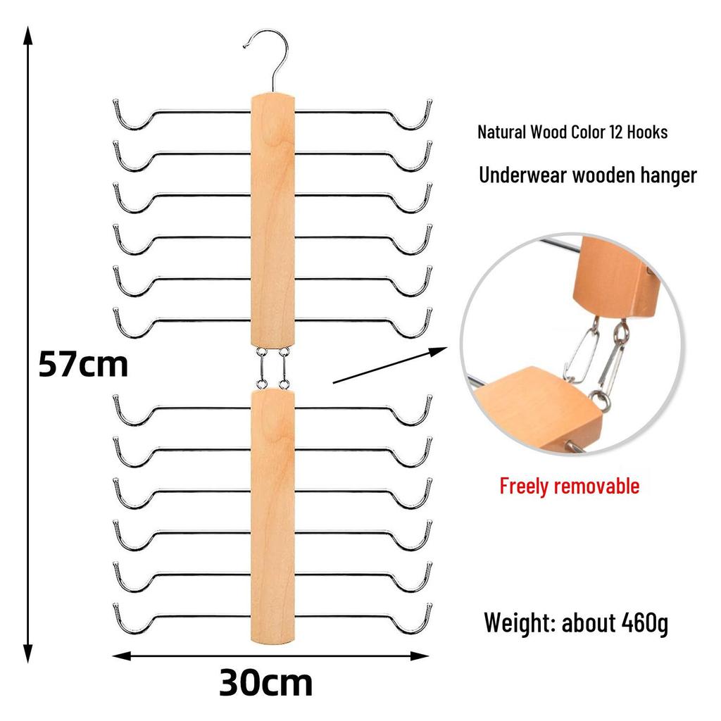 Multifunktionale Rutschfeste Holzbügel & Aufbewahrungsgestell für Kleidung, Socken und Unterwäsche