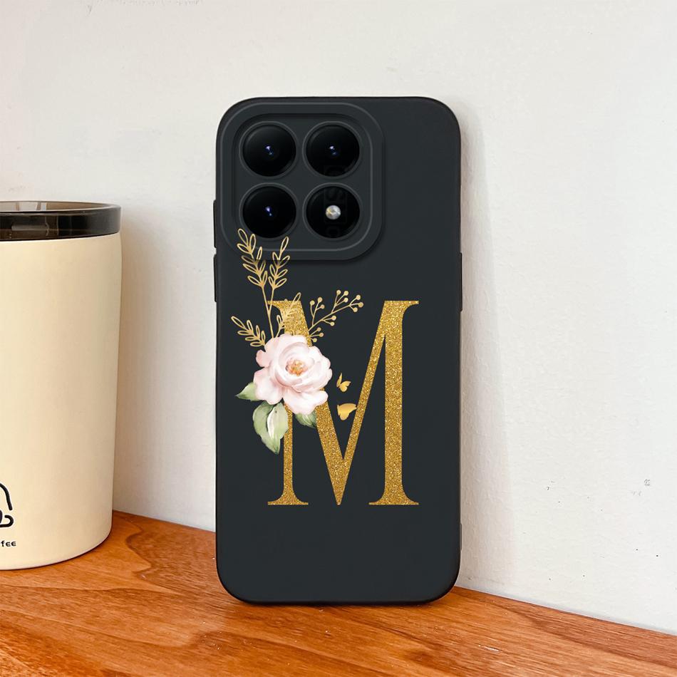For Xiaomi 15T Pro 17 Pro Max Case Elegant Gold Letters Soft Liquid Silicone Anti Drop Phone Protective Back Cover For MI 15 T