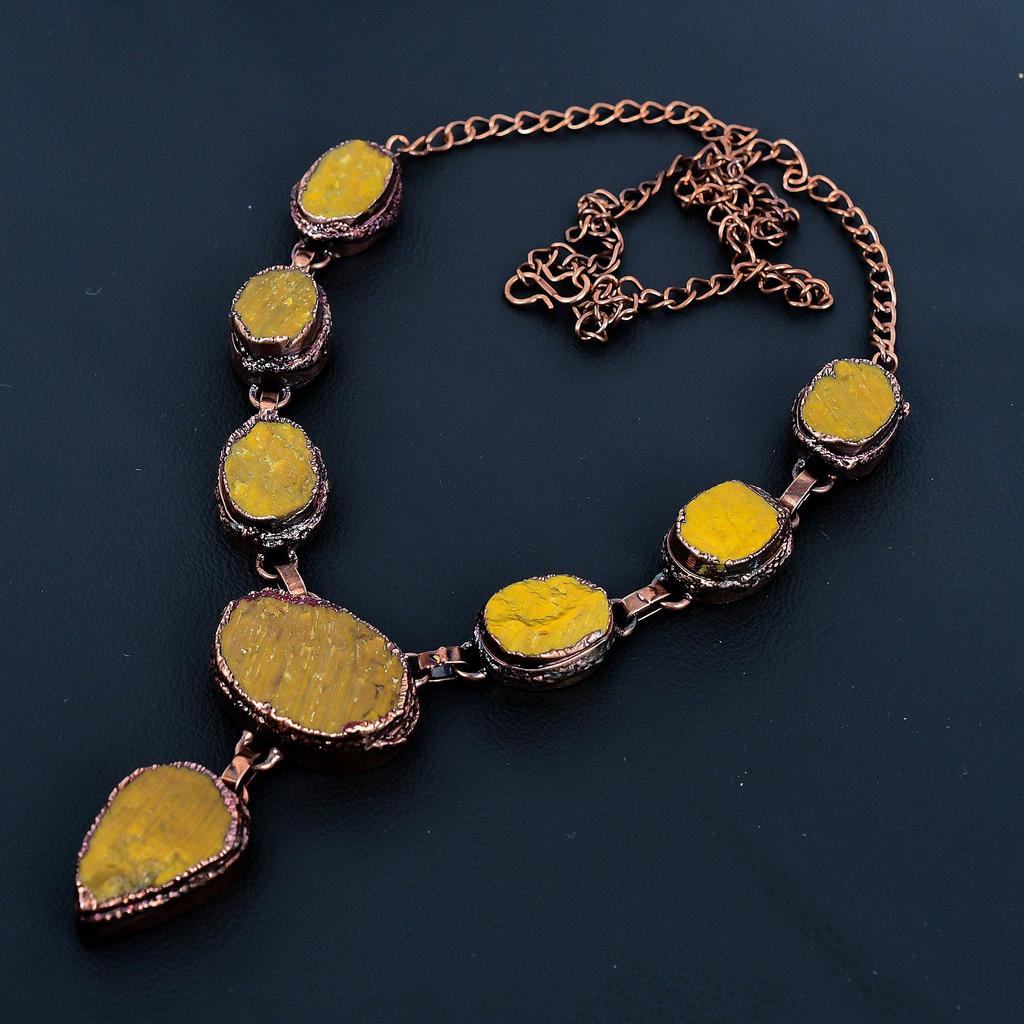 Tiger's Eye Copper Electroformed Necklace Adjustable, Chain Necklace Handmade Gemstone, Gift For Mom Antique Jewelry