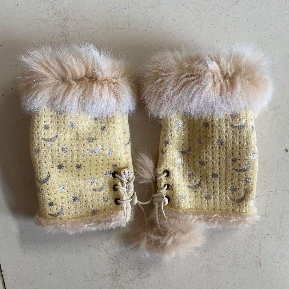 Thicken Warm Fingerless Mittens Suede Wrist Warmers Y2K Leopard Print Gloves  Women