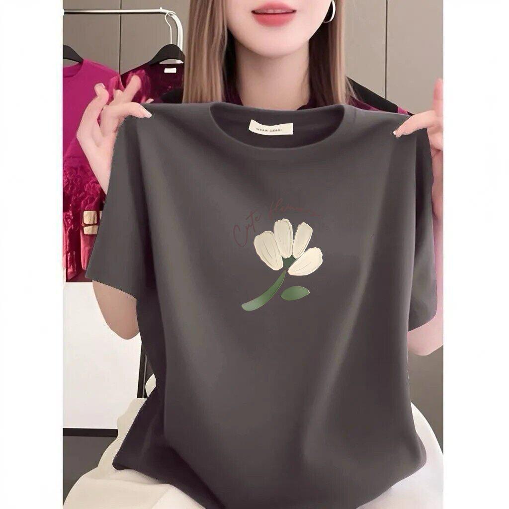 

2026 Women s Summer Short Sleeve Printed T-shirt - Casual, Loose & Slimming Fit for Moms 3XL
