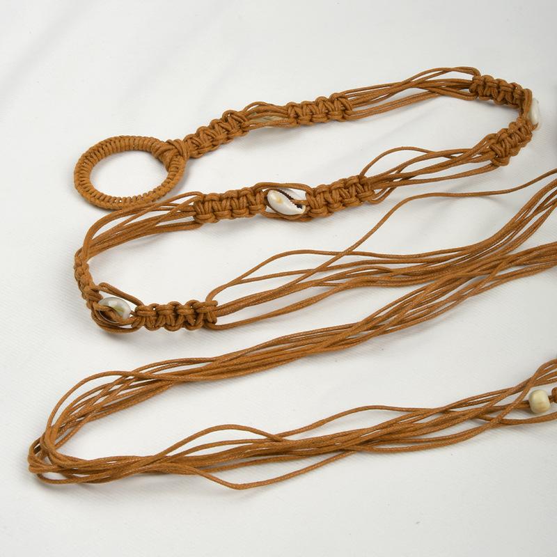 A Lady's Braided Wax Rope Belt Dress Decorated with A Bohemian Ethnic and Pastoral Style Women's Corset