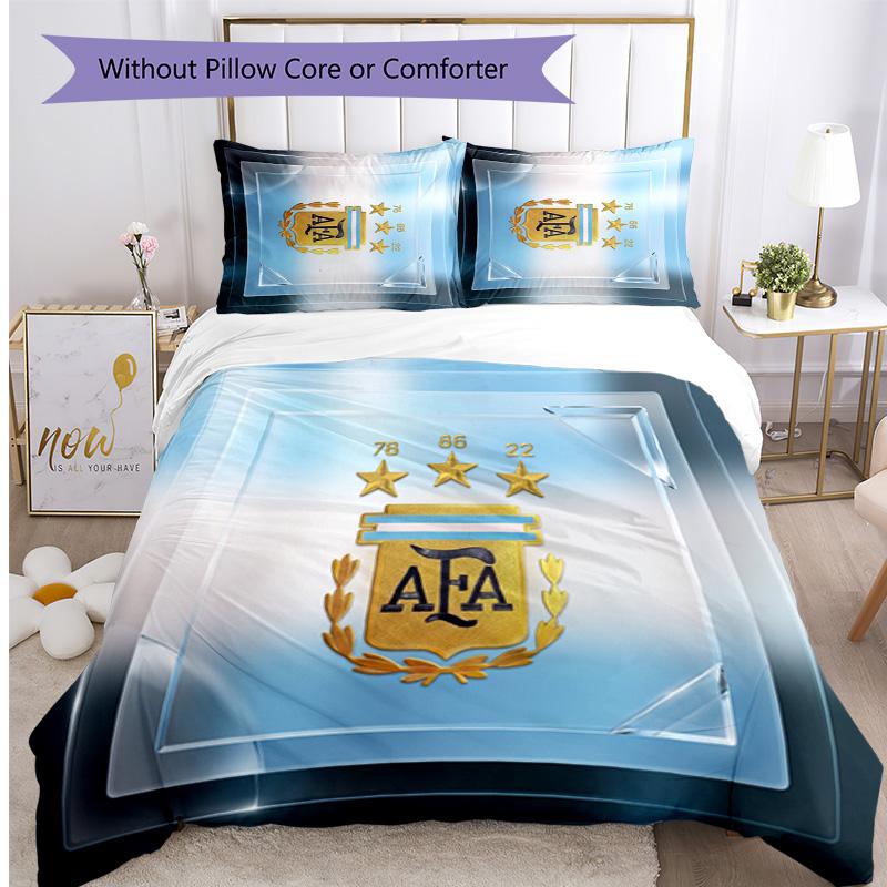 Set Biancheria da Letto Stampata Calcio Argentina 3 Pezzi Copriletto Traspirante Accogliente come Regalo per Inaugurazione Casa o Festa